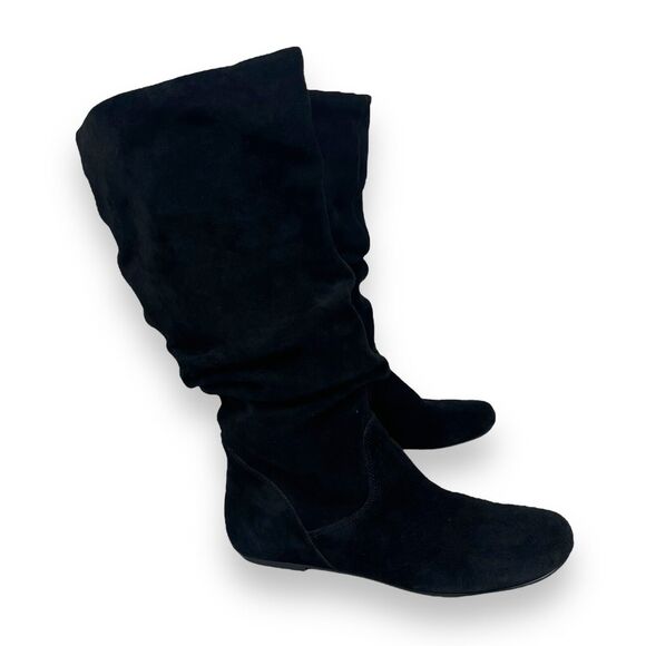 Steve Madden Boots Womens 10 Black Suede Flat Tianna Slouchy Buccaneer Y2K - Picture 1 of 11
